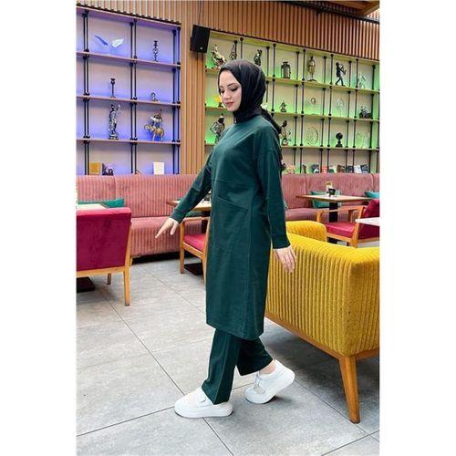 Önden İki Cepli Sade Basic Uzun Tunik Pantolon İkili Spor Takımı - 03067.021 - Nefti