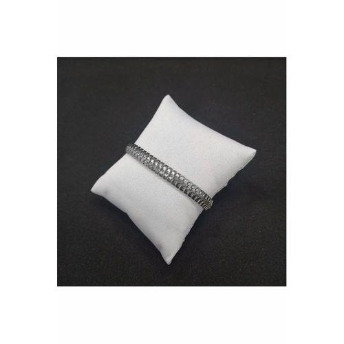 Erkek Kadın Unisex Gümüş Renk Yassı Tırtıl Birbirine Geçmeli Model Künye Bileklik SNJ-954