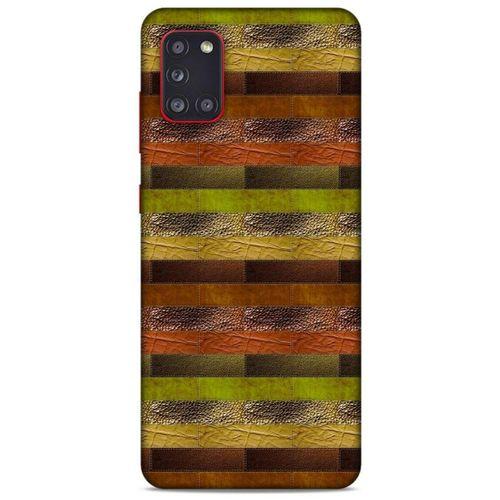 Samsung Galaxy A31 Kılıf Patchwork (48) Bumper Kılıf Kahve Yeşil