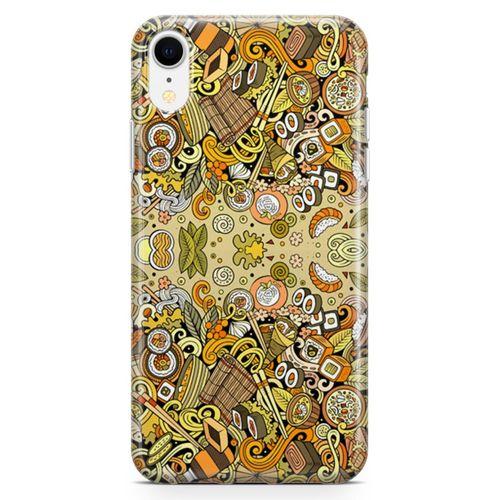 Apple iPhone XR Kılıf Japon Yemekleri Doodle Arka Kapak Koruma Desenli Full Koruyucu