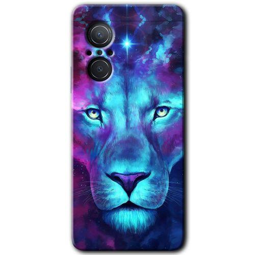 Huawei Nova 9 SE Kılıf HD Desen Baskılı Arka Kapak - Neon Lion + Kırılmaz Cam