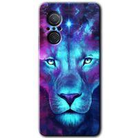 Huawei Nova 9 SE Kılıf HD Desen Baskılı Arka Kapak - Neon Lion + Kırılmaz Cam
