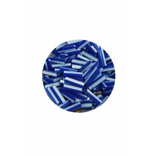 Uzun Boru Kesme Boncuk Çap 2mm Uzunluk 10 mm - 20 Gram - Mavi Beyaz - BNC236