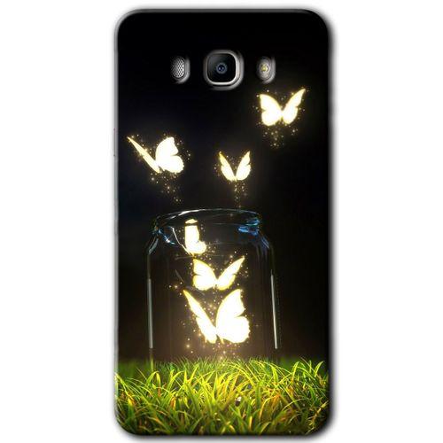 Samsung Galaxy J7 2016 HD Baskılı Kılıf + 9D Tam Ekran Koruyucu - Işıklı Kelebekler