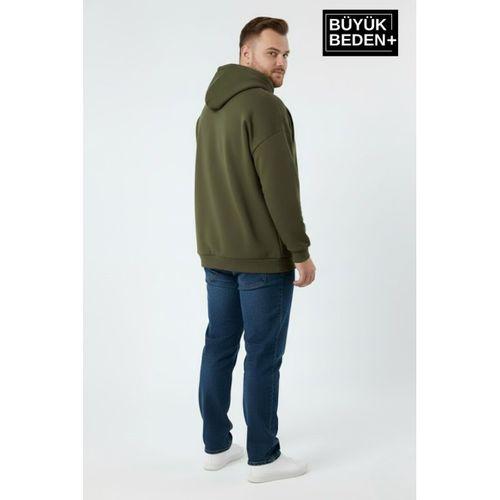 Erkek Büyük Beden İnce Kapşonlu Kollar Ve Etek Ribanalı Swatshırt SPR26BSW957