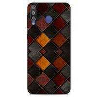 Samsung Galaxy M30 Kılıf Patchwork (1) Kılıfı Kahverengi Bordo