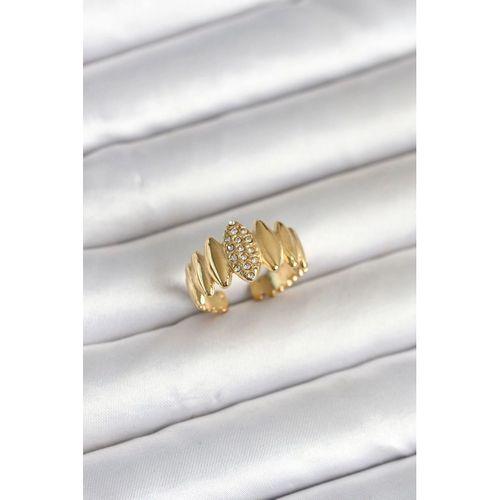 316L Çelik Gold Renk Zirkon Taşlı Vintage Model Kadın Yüzük