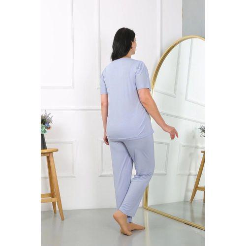 Kadın Büyük Beden Kısa Kol Penye Pijama Takımı Lila
