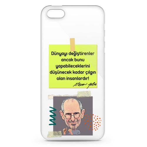 Apple iPhone SE Kılıf Caps Steve Jobs Arka Kapak Koruma Desenli Full Koruyucu
