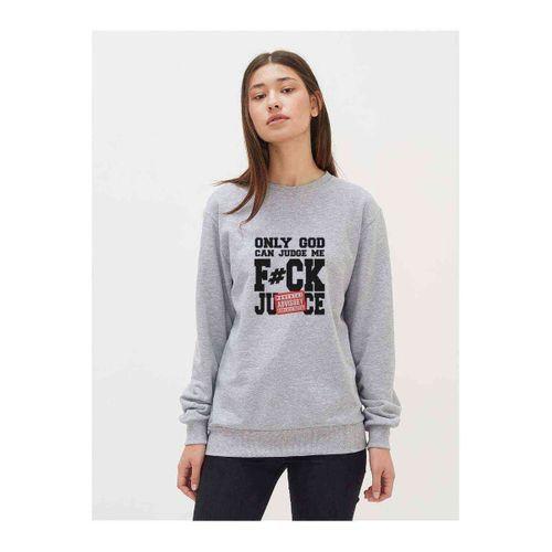 Only God Can Judge Me Fck Ju Ce Baskılı Gri Kadın Sweatshirt