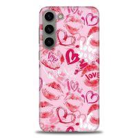Samsung Galaxy S23 Kılıf HD Baskılı Kılıf - Pembe Love + Tam Ekran Koruyucu