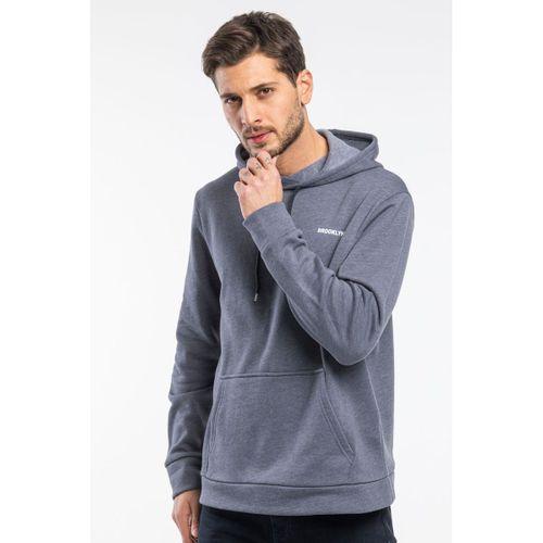Erkek Kapüşonlu Slim Fit Brooklyn Baskılı İnce Sweatshirt SPR22SW61