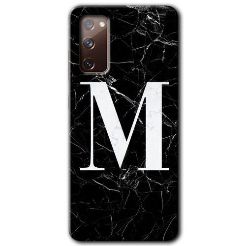 MRCİLETİSİM Samsung Galaxy S20 FE Kılıf Baskılı Kapak - Siyah Mermer Desenli M Harfi +Tam Ekran Koruyucu