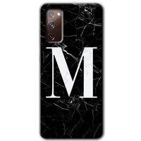 MRCİLETİSİM Samsung Galaxy S20 FE Kılıf Baskılı Kapak - Siyah Mermer Desenli M Harfi +Tam Ekran Koruyucu