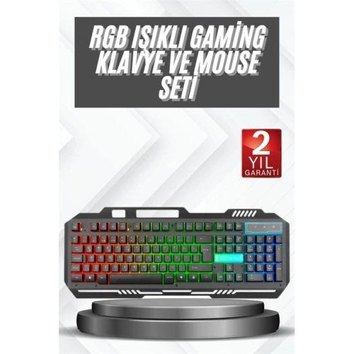 Işıklı Q Klavye Mouse Seti Siyah Klavye