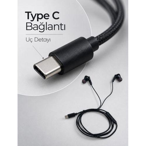 Type C Kablolu Kulak İçi Kulaklık Mikrofonlu Ve Kumandalı
