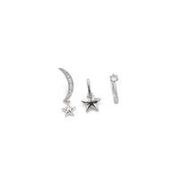 3'lü Taşlı Halka Küpe - Gümüş