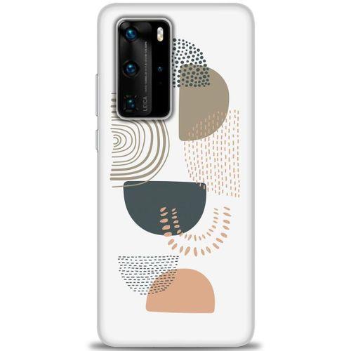 Huawei P40 Pro Kılıf HD Baskılı Kılıf - Turuncu Yarım Daire + Tam Ekran Koruyucu