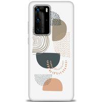 Huawei P40 Pro Kılıf HD Baskılı Kılıf - Turuncu Yarım Daire + Tam Ekran Koruyucu