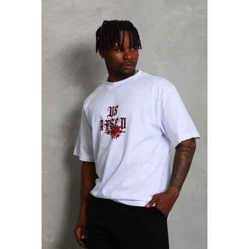 Erkek Baskılı T-Shirt Kısa Kol Bisiklet Yaka Regular Fit Rahat Kalıp Günlük Tişört - Beyaz