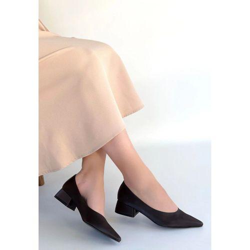 Ferla Acı Kahve Cilt Topuklu Ayakkabı