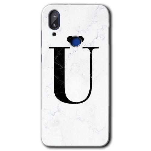 Potkal Hediye Fabrikası Vestel E5 Kılıf HD Desen Baskılı Arka Kapak - Beyaz Mermer Desenli Ü Harfi