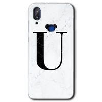 Potkal Hediye Fabrikası Vestel E5 Kılıf HD Desen Baskılı Arka Kapak - Beyaz Mermer Desenli Ü Harfi