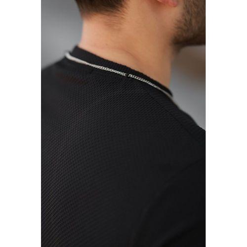 Erkek Cepli Kolyeli Kısa Kollu örme Kumaş T-shirt