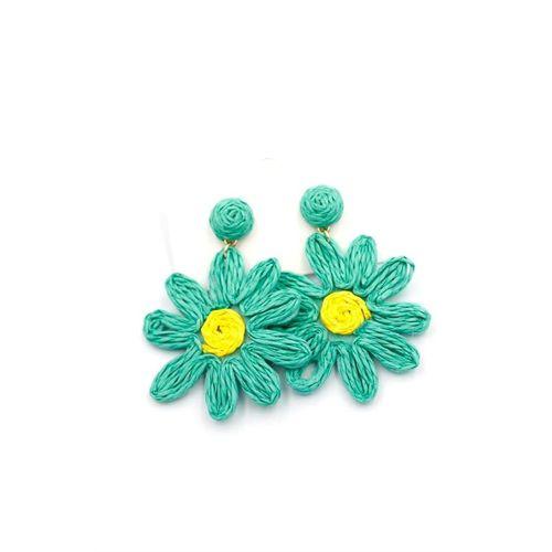 Papatya Hasır Küpe - Turkuaz