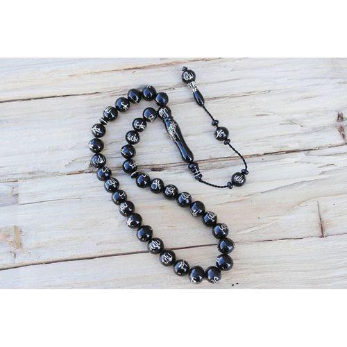 Oltu Taşı ALLAH MUHAMMET  Arapça El İşçiliği Tespih