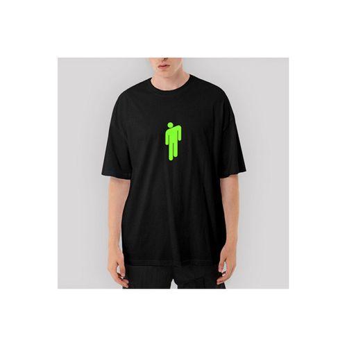 Billie Eilish Logo Green Oversize Siyah Tişört