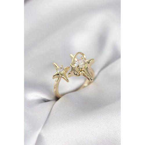 Gold Renk Kutup Yıldızı Model Zirkon Taşlı Kadın Yüzük