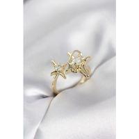 Gold Renk Kutup Yıldızı Model Zirkon Taşlı Kadın Yüzük