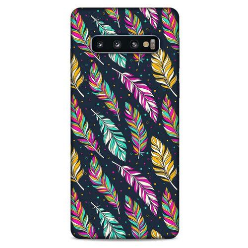 Samsung Galaxy S10 Kılıf Desenli Özel Seri Tüyler (47) Crystal Flex Kılıf