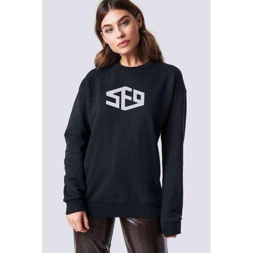 SF9 Logo Baskılı Siyah Kadın Sweatshirt