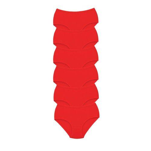 6 Adet Tutku Kadın Yüksek Bel Bato Kalın Lastik Külot Kırmızı