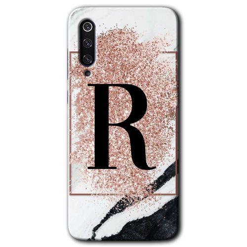 Xiaomi Mi 9 HD Baskılı Kılıf + 9D Tam Ekran Koruyucu - Pembe Mermer Desenli R Harfi