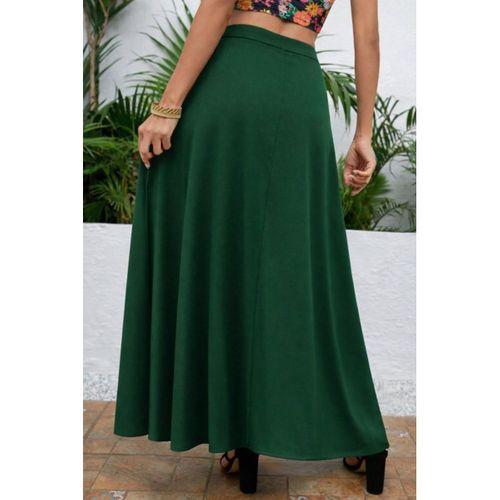 Kadın Yüksek Bel Yandan Yırtmaçlı Uzun Sandy Etek