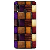 Samsung Galaxy A20 Kılıf Patchwork (13) Silikon Kap Mor Turuncu