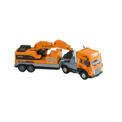 Çocuk KLX800-248 Sürtmeli Işıklı Müzikli 1:24 Kazıcı Taşıyan Tır -Vardem Oyuncak
