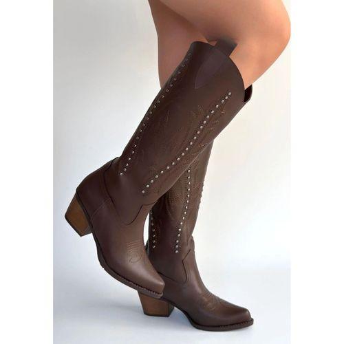 Meof Acı Kahve Cilt Topuklu Çizme