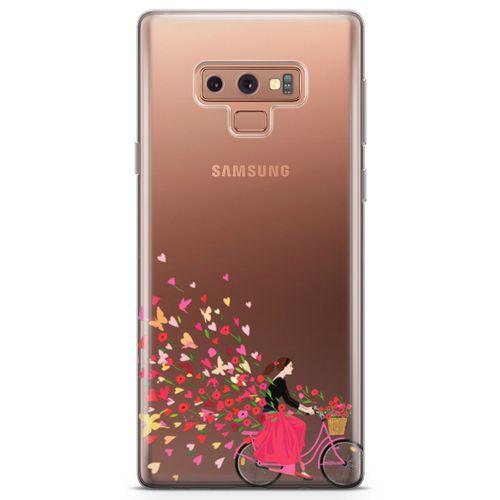 Samsung Galaxy Note 9 Kılıf Çiçek Saçan Bisiklet Arka Kapak Koruma Desenli Full Koruyucu