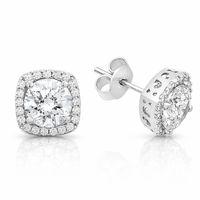 Gümüş Kare Montür Pırlanta Modeli Küpe