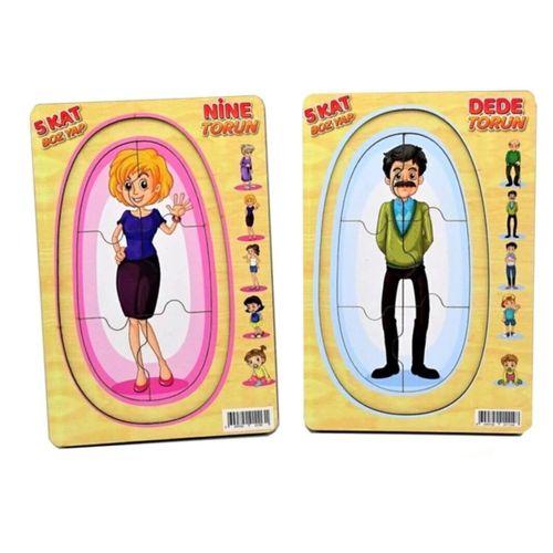 Eğitici Oyuncak 1113-1114  CC, Ahşap Memo Nine-Dede-Torun Yapboz