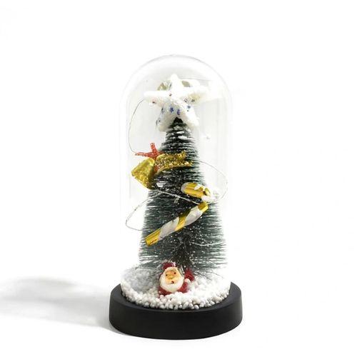 Yılbaşı Temalı Işıklı  Dekoratif Cam Fanus