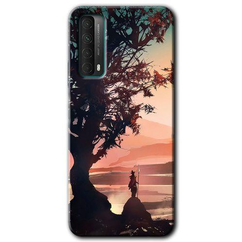 Huawei P Smart 2021 Kılıf Baskılı Kapak - Yalnız Savaşcı + 5D Tam Kaplayan Cam