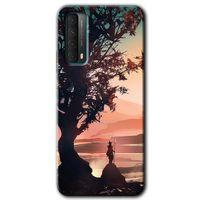 Huawei P Smart 2021 Kılıf Baskılı Kapak - Yalnız Savaşcı + 5D Tam Kaplayan Cam