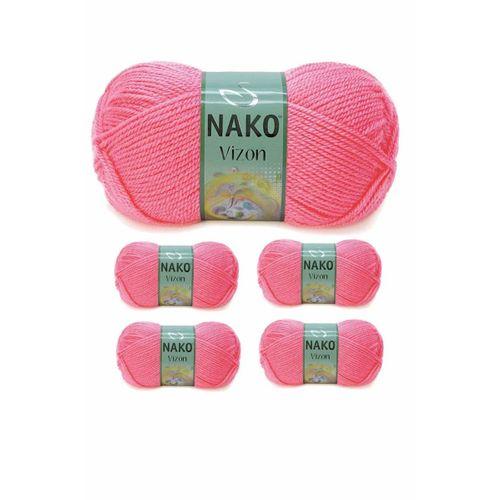 5 Adet Vizon Premium Akrilik El Örgü İpi Yünü Renk No:236 Gül Pembe