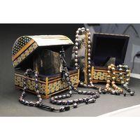 Oltu Taşı ve Galalith Kapsül Kesim Çift Çeşmi İşlemeli Tespih