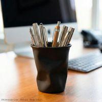 Siyah Modern Yamuk Formlu Bardak Kalemlik Masaüstü Plastik Düzenleyici